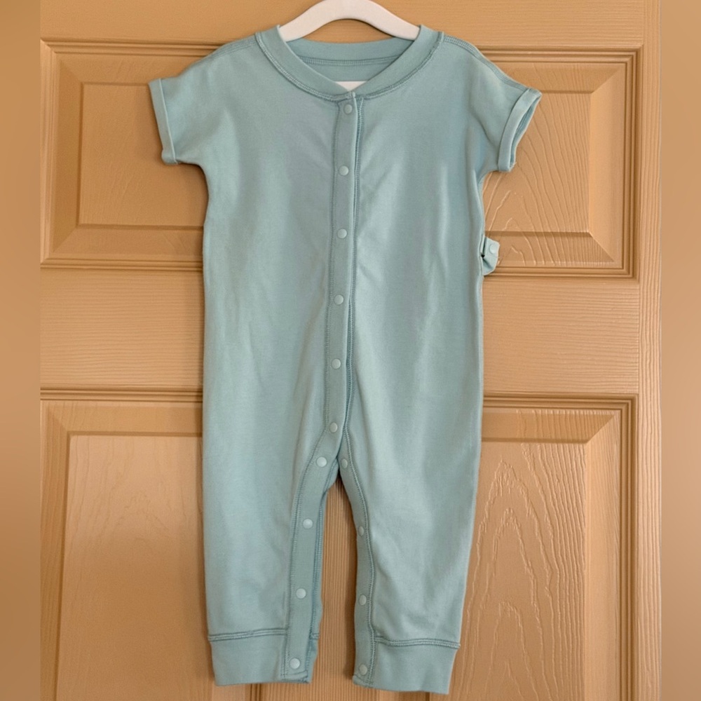 Cat & Jack Soft Bluish Green Short-Sleeve Baby Romper